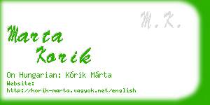 marta korik business card